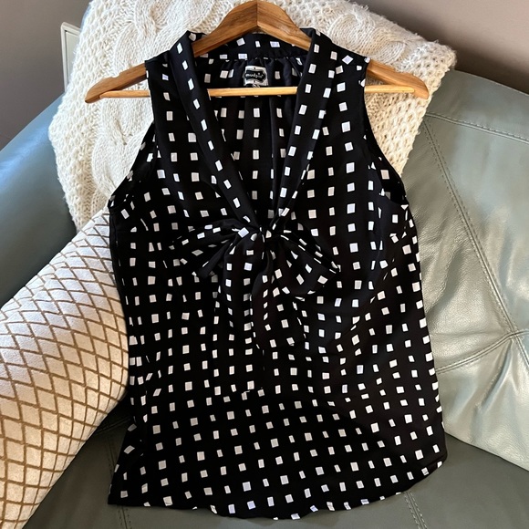 MUD PIE Feminine CLASSY Sleeveless GEOMETRIC Pretty Bow BLOUSE Top SHIRT S - Picture 11 of 15